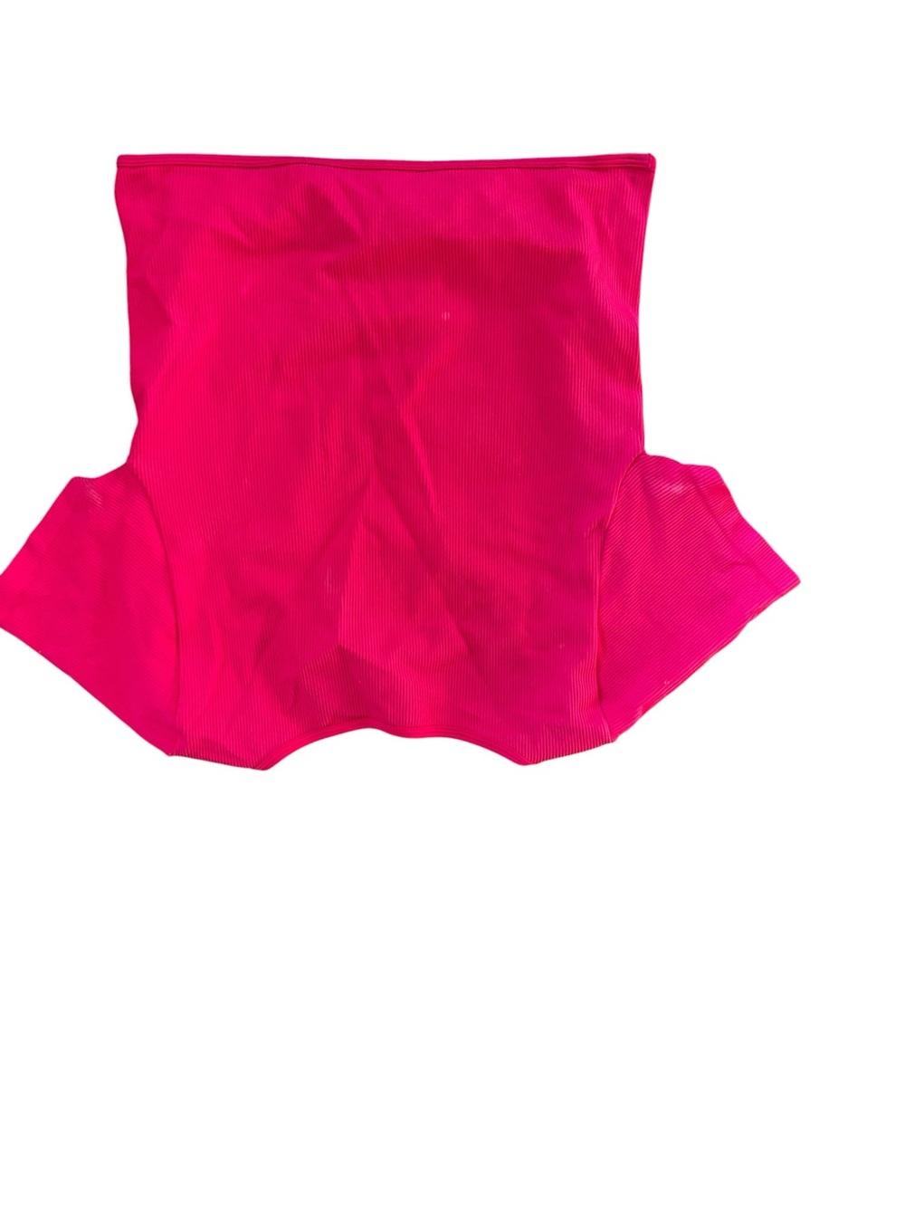 Hot Pink Ribbed Scoop Neck Crop Top - Picture 2 of 7